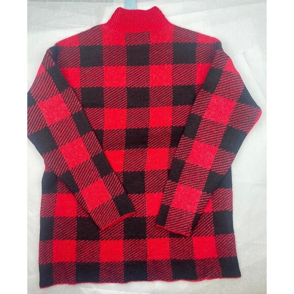 LOFT Petite Buffalo Plaid Mock Neck Tunic Sweater Large - Picture 2 of 9